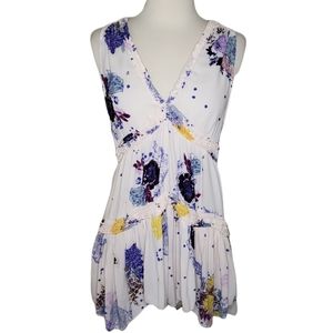 Free People Purple Haze Sleeveless Tiered Floral Print Tunic Size XS